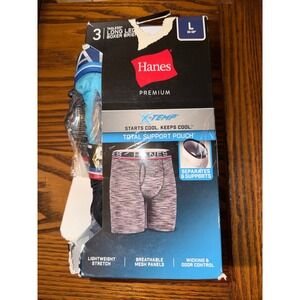 Hanes Premium X-Temp Total Support Pouch Long Leg Boxer Briefs 3 Pack Large L